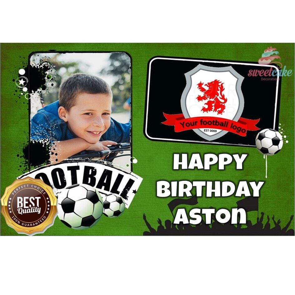 Personalized Edible Cake Topper – Your Football Logo and Photo | Football Party