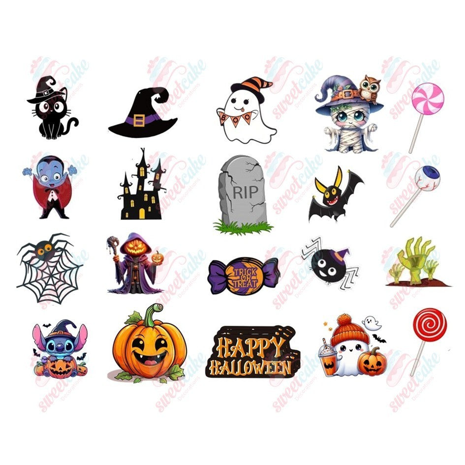 Halloween Wafer Paper Cupcake Toppers Stand Up โ Cut-Out Designs