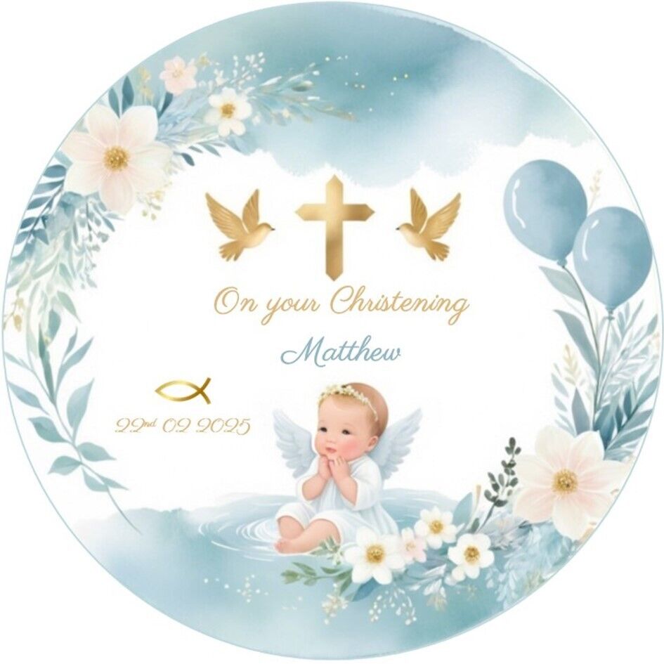 Edible Baptism Cake Topper – Perfect for Christening Celebrations