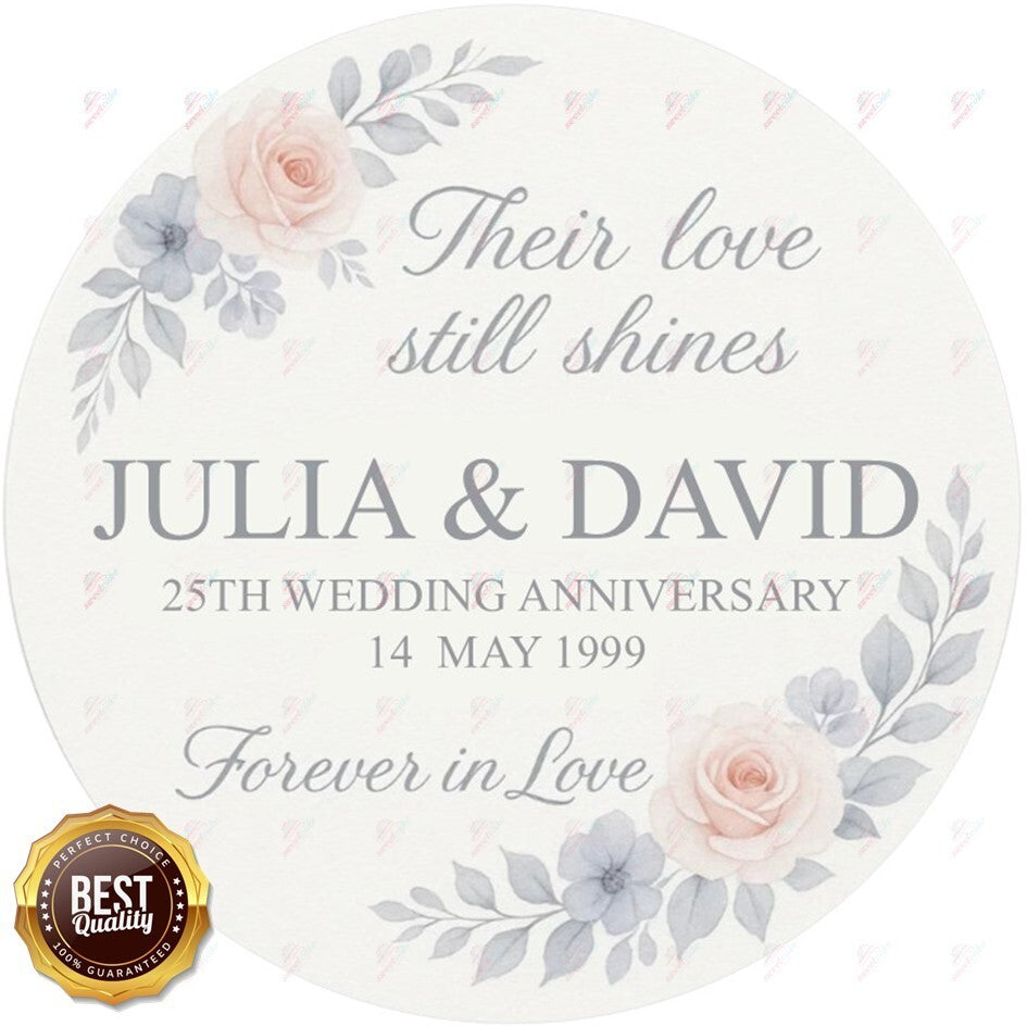 Silver Wedding Anniversary Edible Cake Topper – Elegant 25th Celebra
