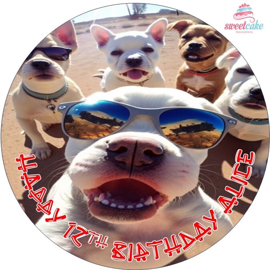 Funny DOGS | Personalised Edible Cake Topper on Icing Sheet or Wafer Card