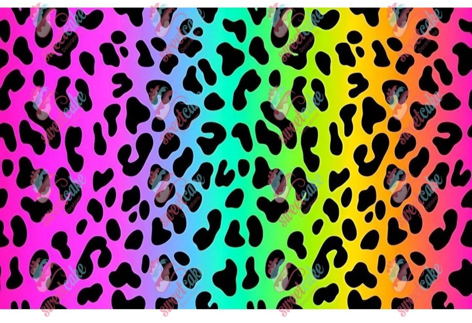 Rainbow Leopard Print Pattern Edible Cake Wrap – A4 Icing Sheet –Colourful Print