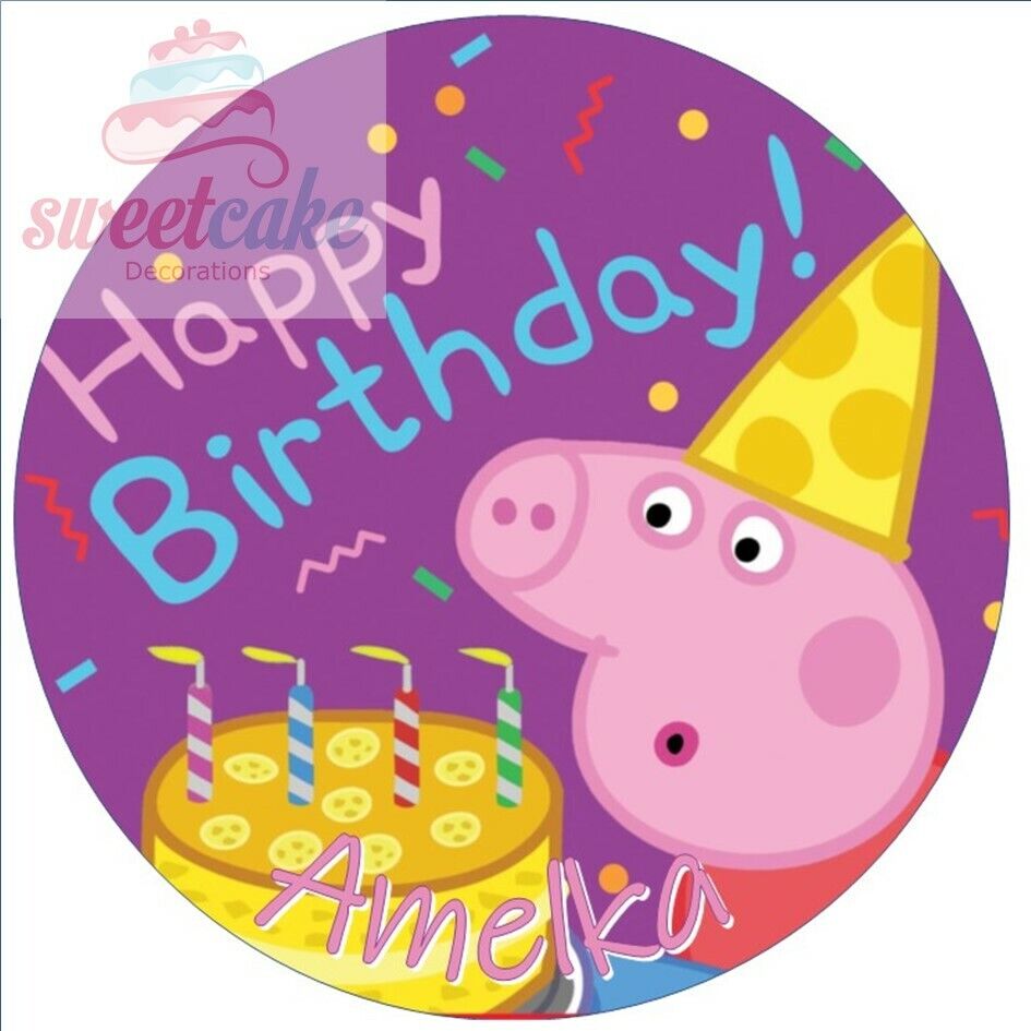 Peppa Pig Personalised Cake Topper on Edible Icing or Wafer Card