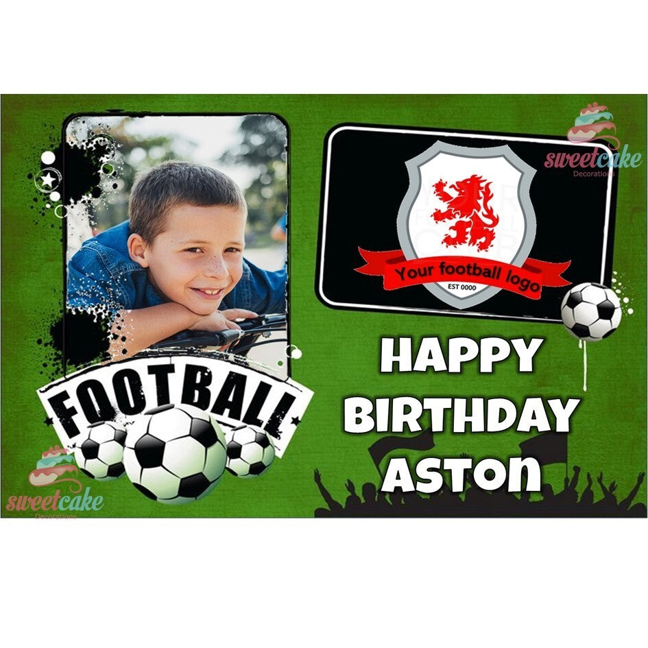 Personalized Edible Cake Topper – Your Football Logo and Photo | Football Party
