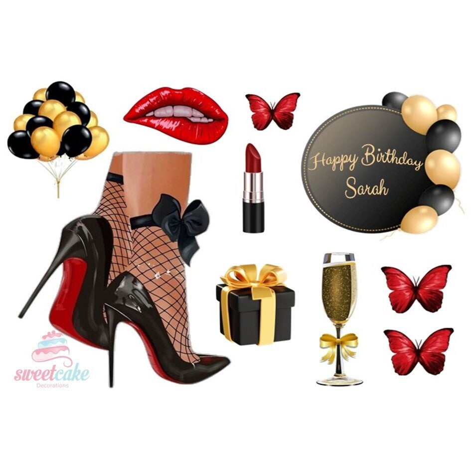 Luxury Black & Gold Edible Topper Set โ For Stylish Women!