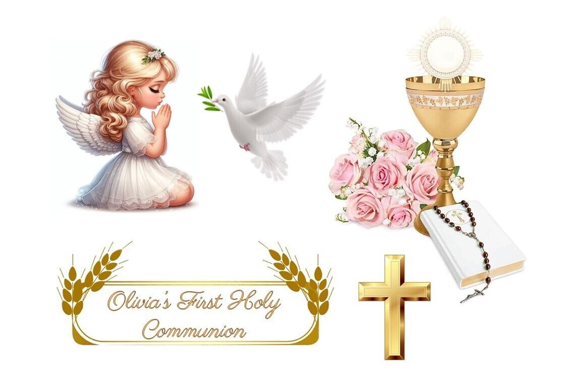 1st Holy Communion Girl Edible Cake Topper – Personalized Decoration