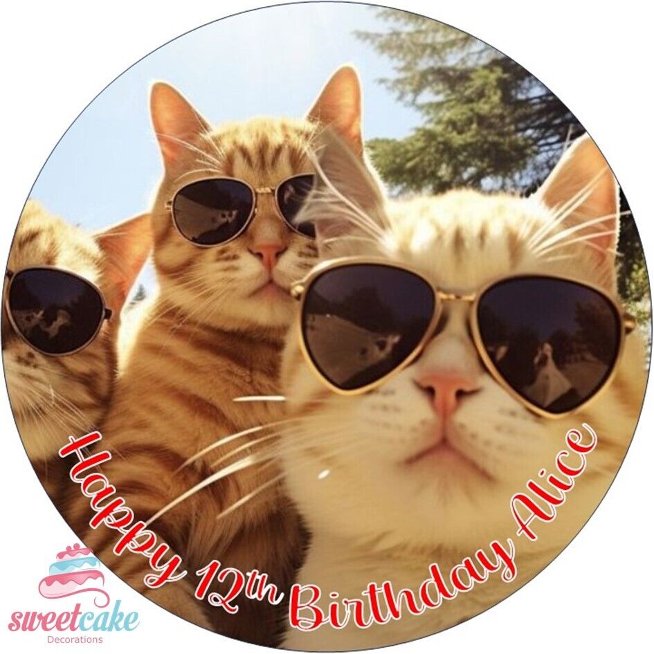 CATS | Personalised Edible Cake Topper on Icing Sheet or Wafer Card