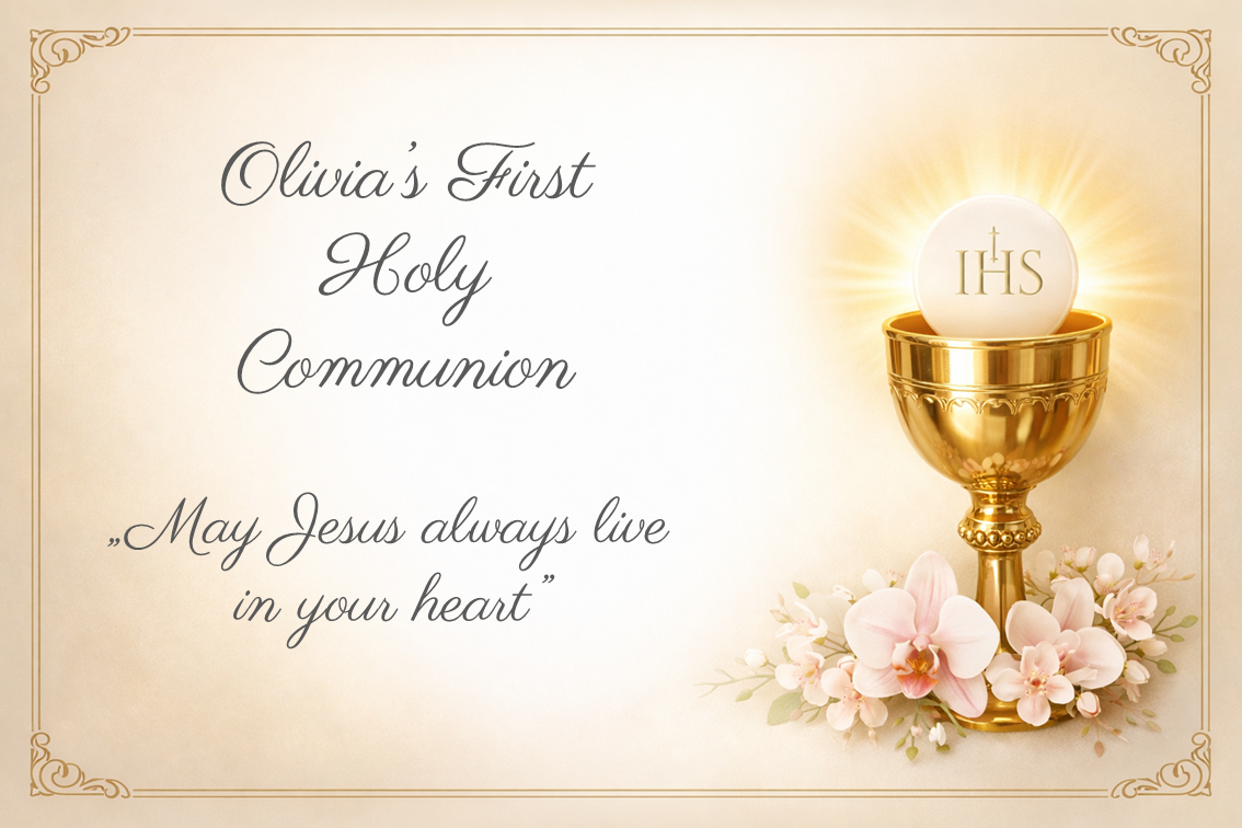 First Holy Communion Edible Cake Topper – Gold Chalice (Personalised)