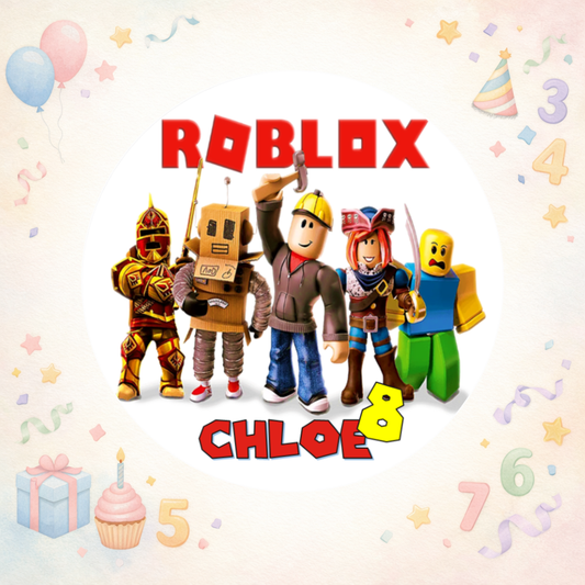 Roblox Edible Cake Topper / Cupcake Toppers – Personalised with Name