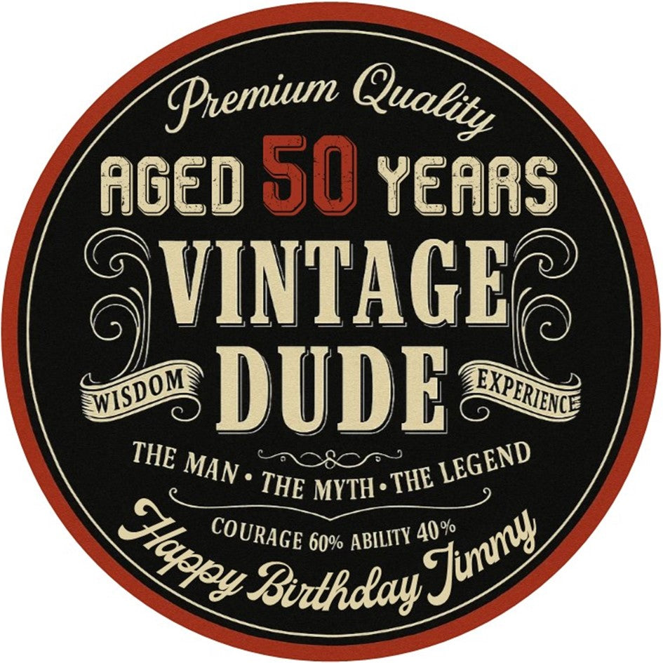 Vintage Dude Edible Cake Topper – Perfect for Milestone Birthdays