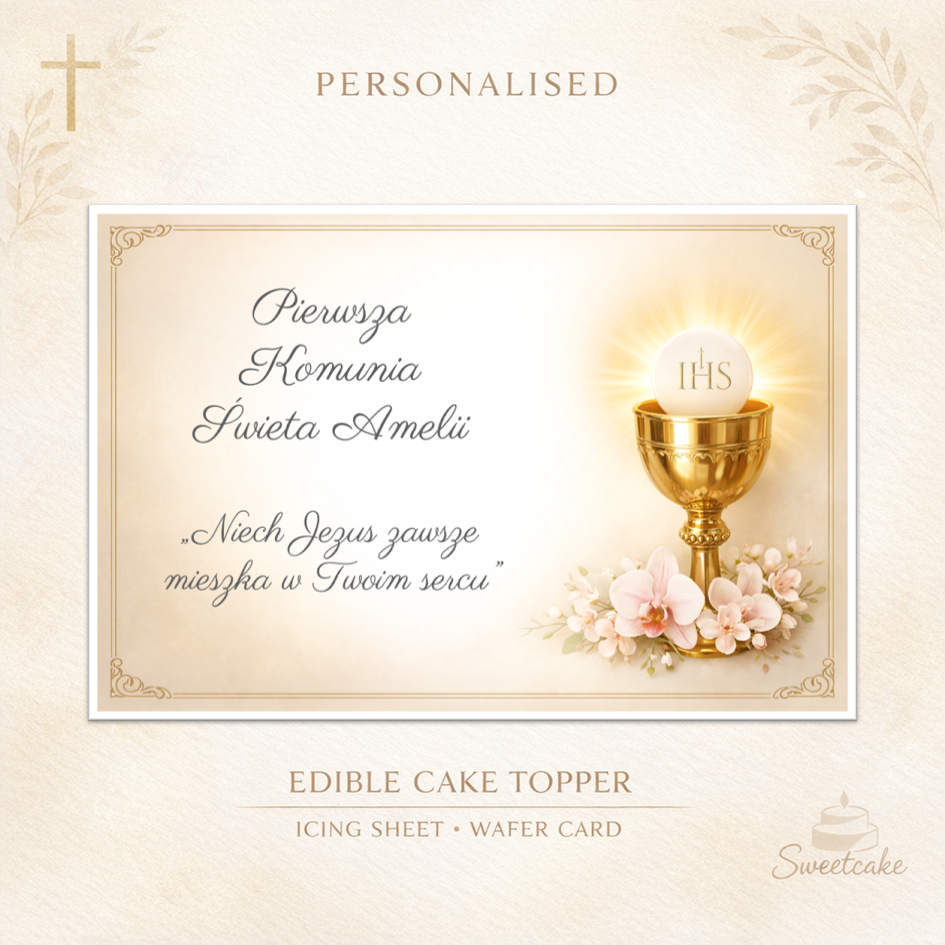 Pierwsza Komunia Święta Opłatki na tort komunijny - Edible Cake Topper