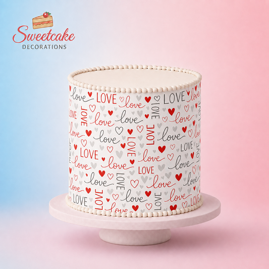 Sweet Love Pattern Cake Wrap – A4 Icing Sheet