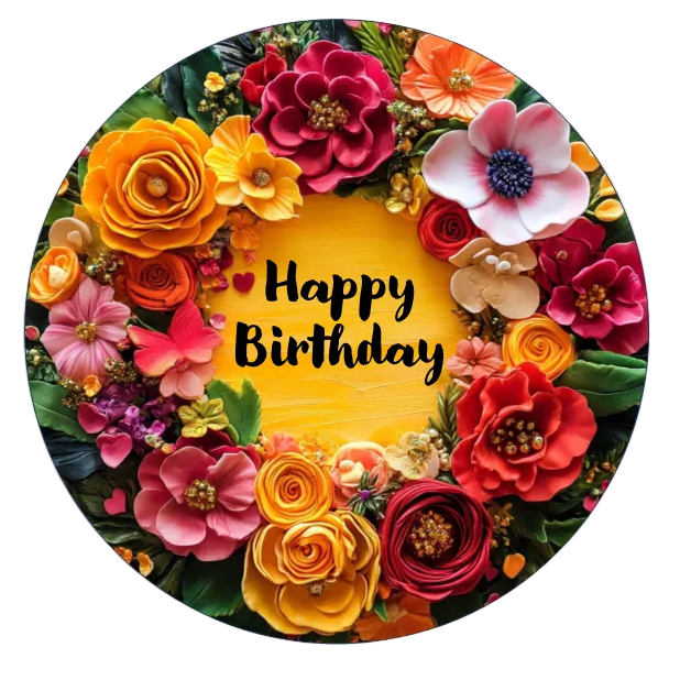 Elegant Flower Garden Edible Cake Topper – Add Your Personalised Message