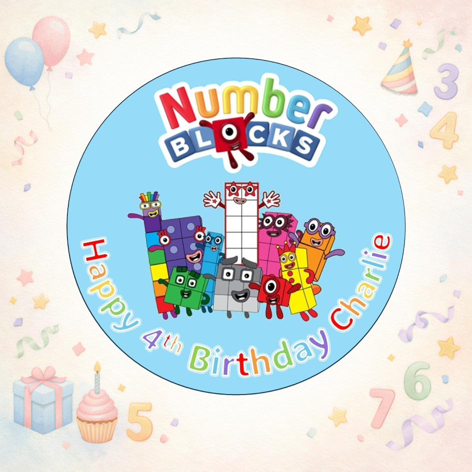 Numberblocks Edible Cake Topper / Cupcake Toppers – Personalised