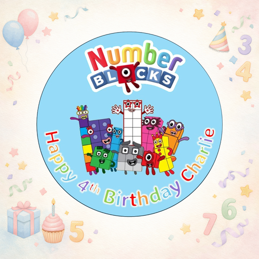 Numberblocks Edible Cake Topper / Cupcake Toppers – Personalised