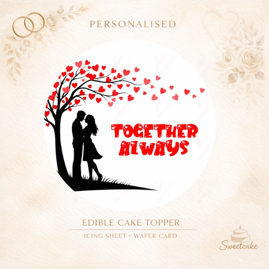 Personalised Valentine’s Day Edible Cake Topper – Romantic Couple Design