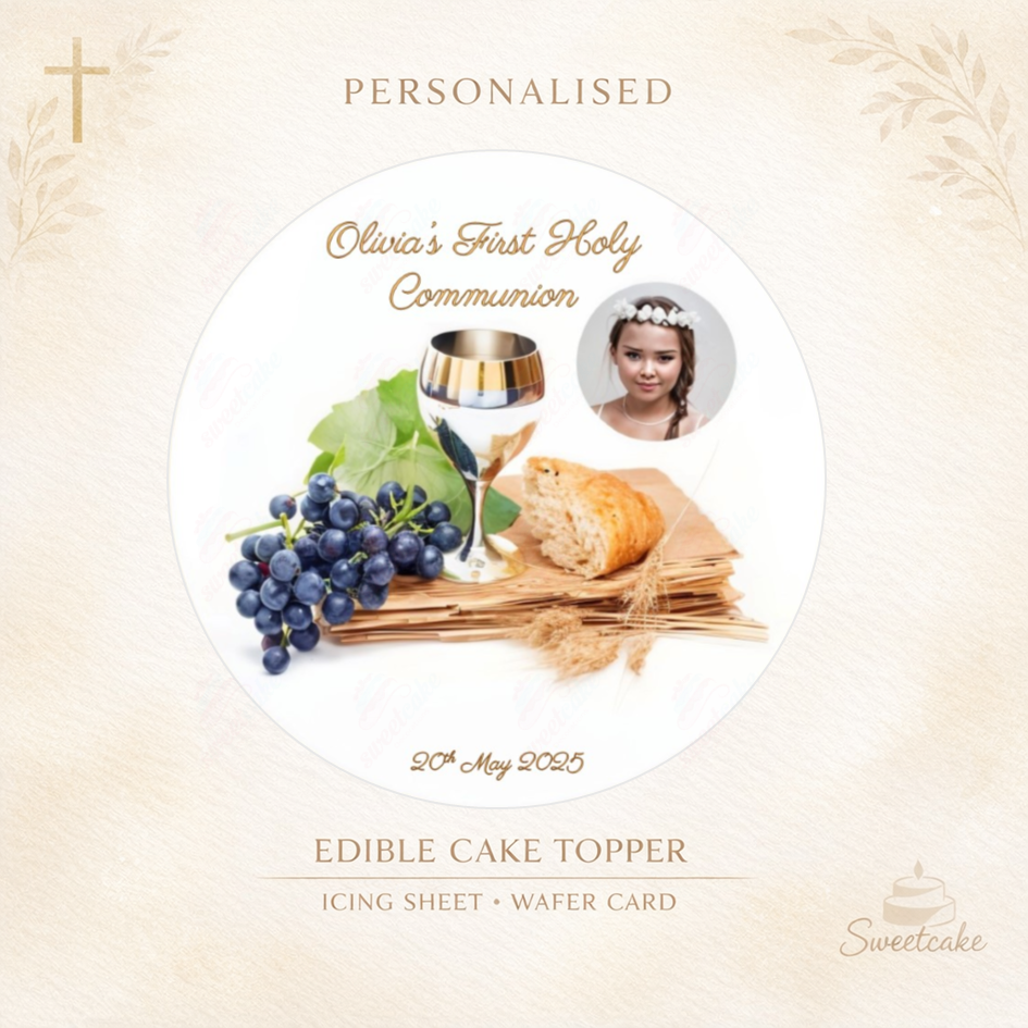 1st Holy Communion Edible Cake Topper – Personalised with Your Photo
