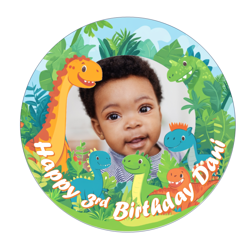Dinosaurs Edible Cake Topper / Cupcake Toppers – Personalised with Your Photo