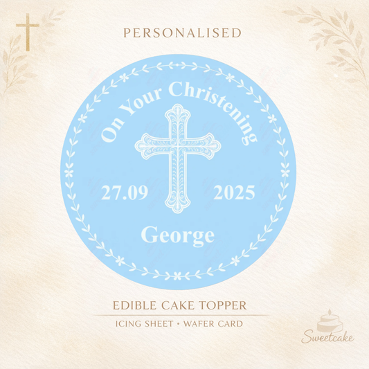 Christening  Baptism Edible Cake Topper – Personalised | Wafer Card or Icing Sheet