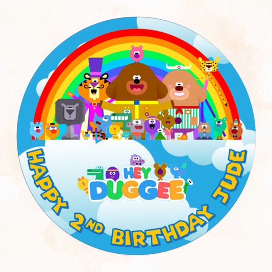 Hey Duggee Cake Topper – Edible Icing Sheet Round or Costco Cake Size