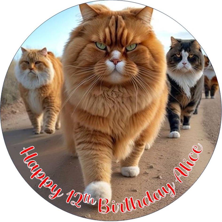 Cats – Personalised Edible Cake Topper on Icing Sheet or Wafer Card