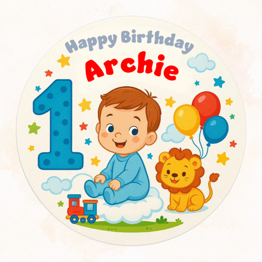 1st Birthday Boy Edible Cake Topper – Two Adorable Designs