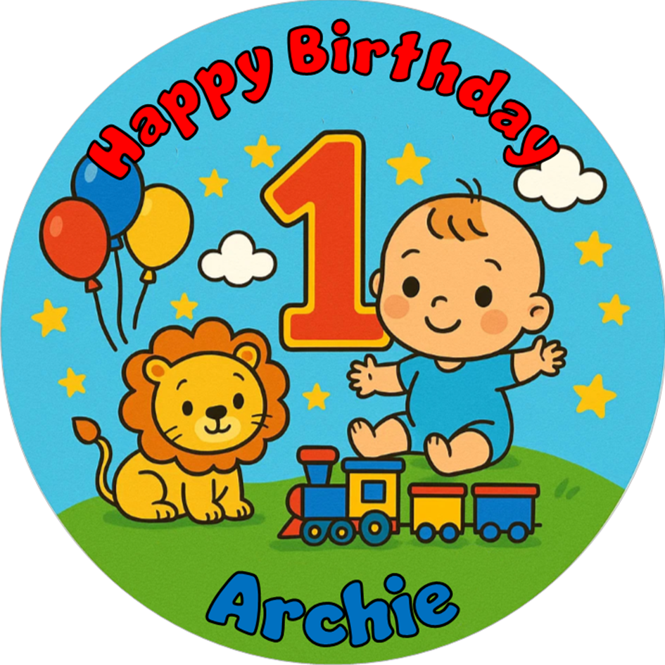 1st Birthday Boy Edible Cake Topper – Two Adorable Designs