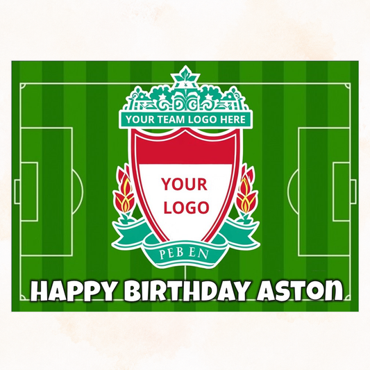 Personalised Edible Cake Topper – Your Logo, Football Party Decoration