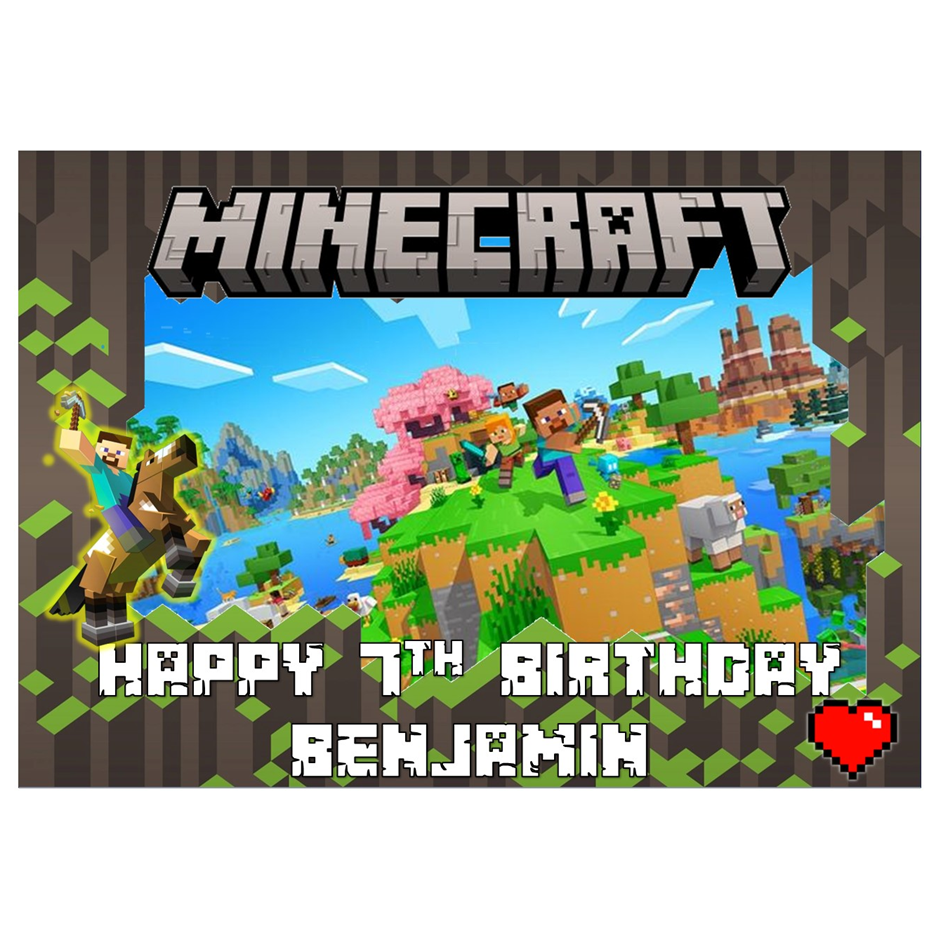 Pixelated Block Craft Gaming Edible Cake Topper Costco Size Quality Icing Sheet