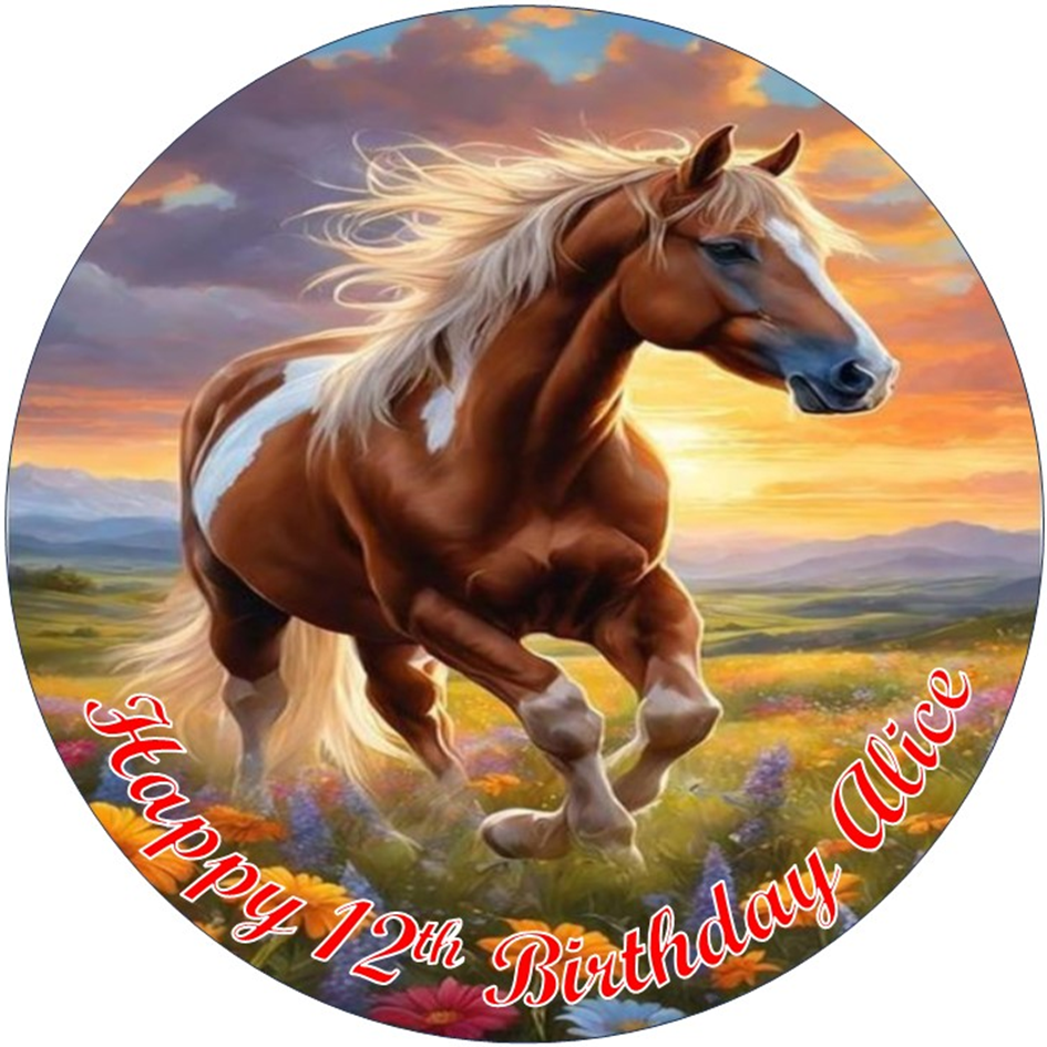 Wild Horses – Personalised Edible Cake Topper on Icing Sheet or Wafer Card