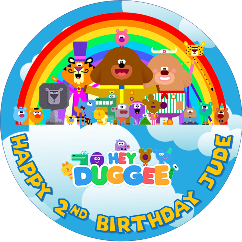 Hey Duggee Cake Topper – Edible Icing Sheet Round or Costco Cake Size