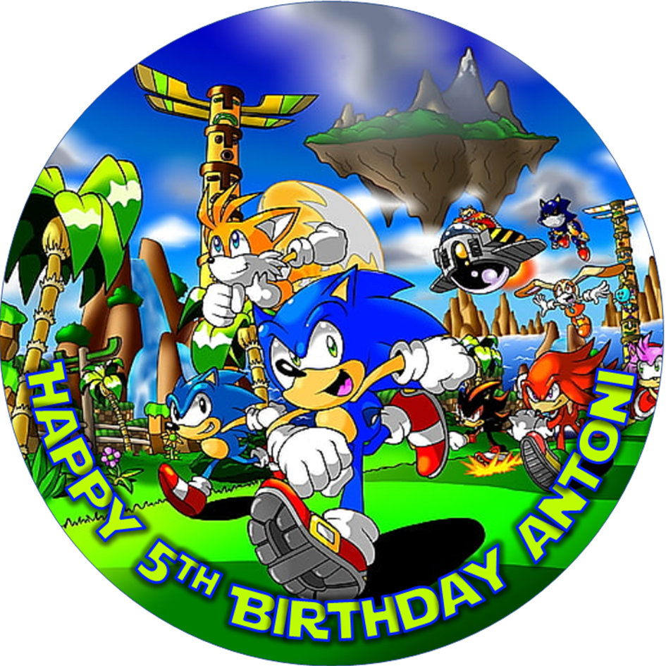 Sonic the Hedgehog Cake Topper – Personalised Round Edible Icing Sheet