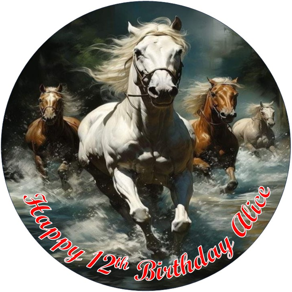 Wild Horses – Personalised Edible Cake Topper on Icing Sheet or Wafer Card