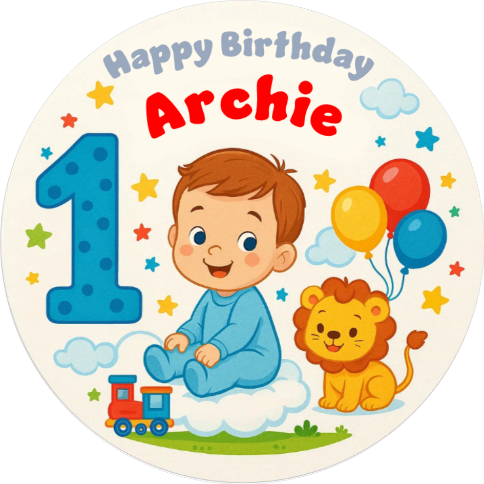 1st Birthday Boy Edible Cake Topper – Two Adorable Designs