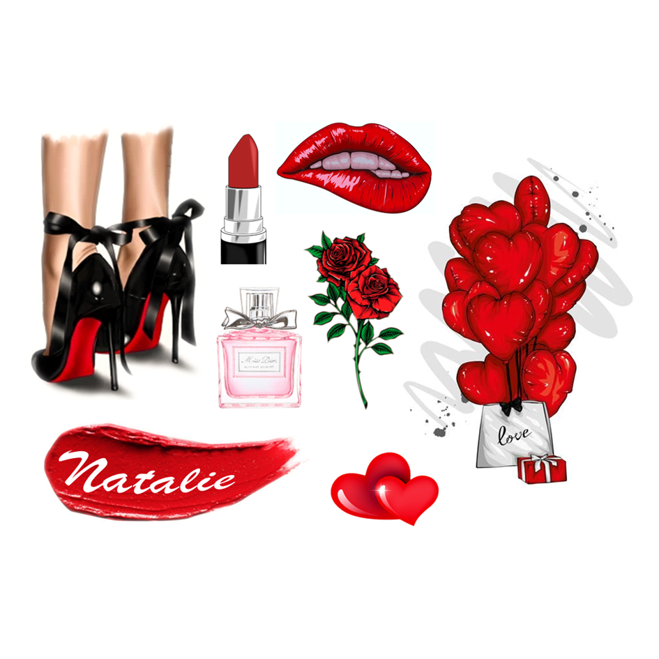 Edible Fashion Cake Decoration Set – High Heels, Lips, Perfume – Icing Sheet or Wafer Card