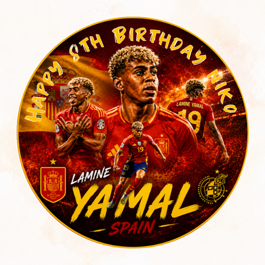 Lamine Yamal Spain Edible Cake Topper Football Icing Sheet