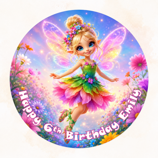Fairy – Personalised Edible Cake Topper on Icing Sheet or Wafer Card