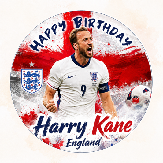 Harry Kane England Football Birthday Edible Cake Topper Personalised
