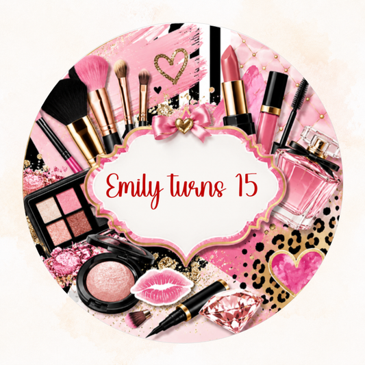 Personalised Makeup Edible Cake Topper – Beauty & Cosmetics Birthday