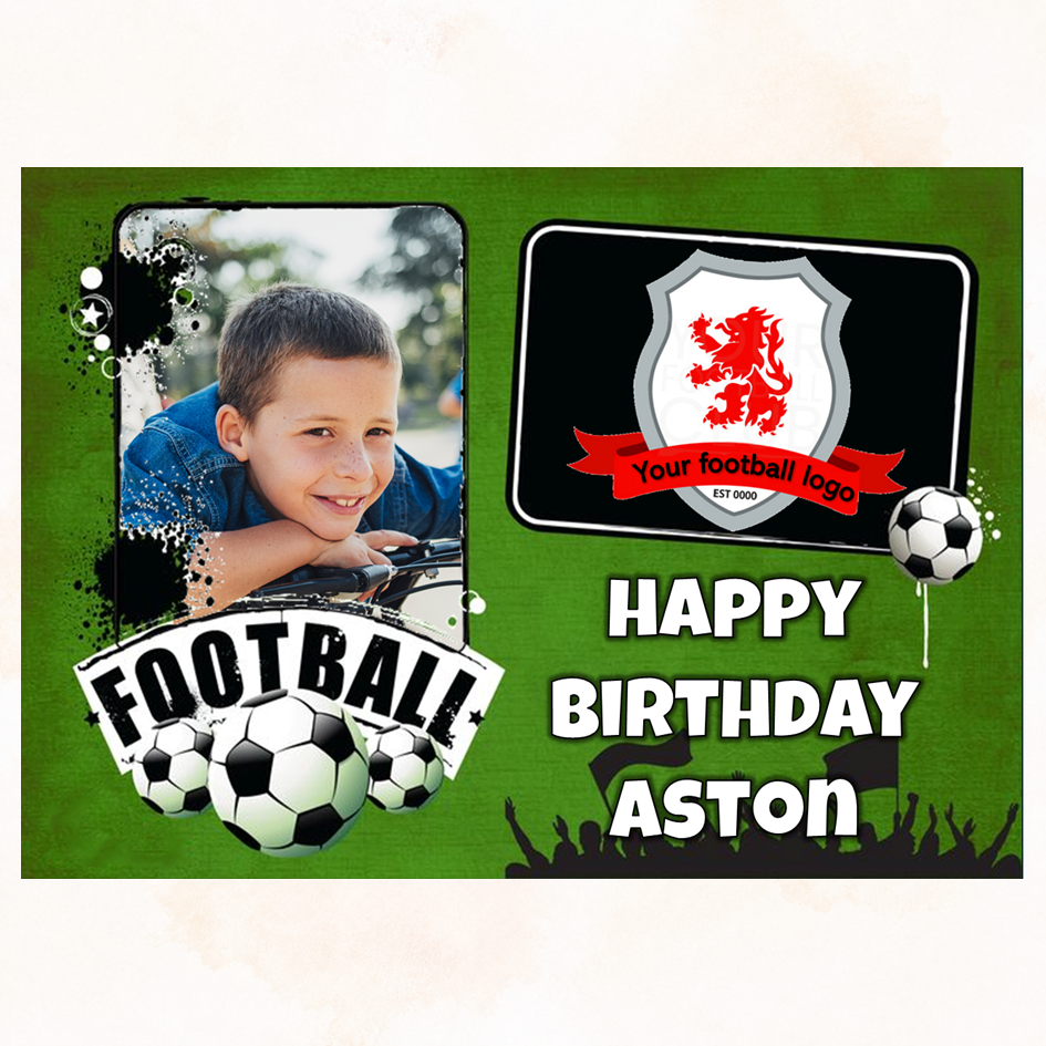 Personalised Edible Cake Topper – Your Football Logo and Photo – Football Party