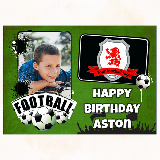 Personalised Edible Cake Topper – Your Football Logo and Photo – Football Party