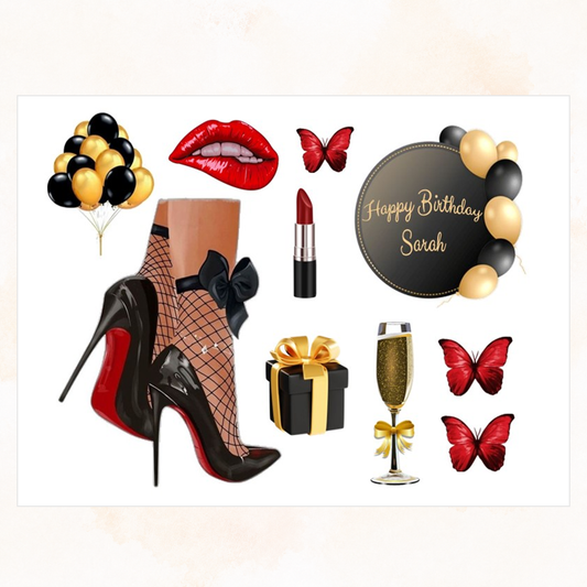 Luxury Black & Gold Edible Topper Set – For Stylish Women