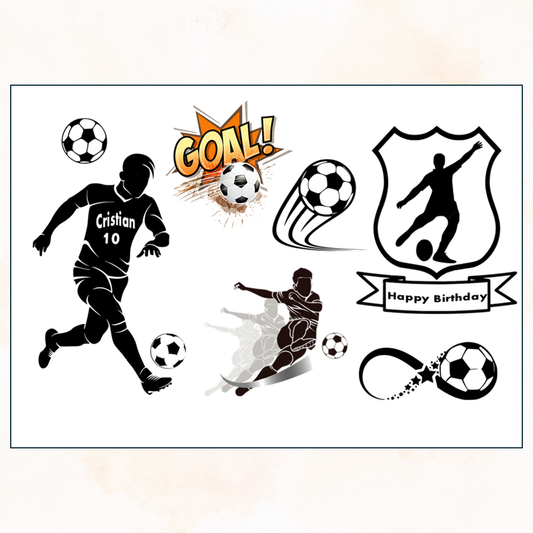 Personalised Football Edible Cake Topper A4 Cut-out Set Icing Sheet or Wafer Card