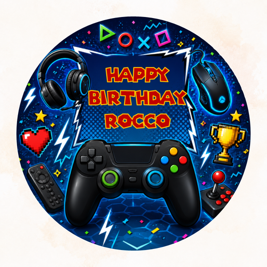 Gaming Console Edible Cake Topper – Personalised Gamer Birthday Cake