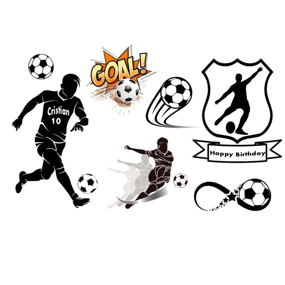Personalised Football Edible Cake Topper A4 Cut-out Set Icing Sheet or Wafer Card