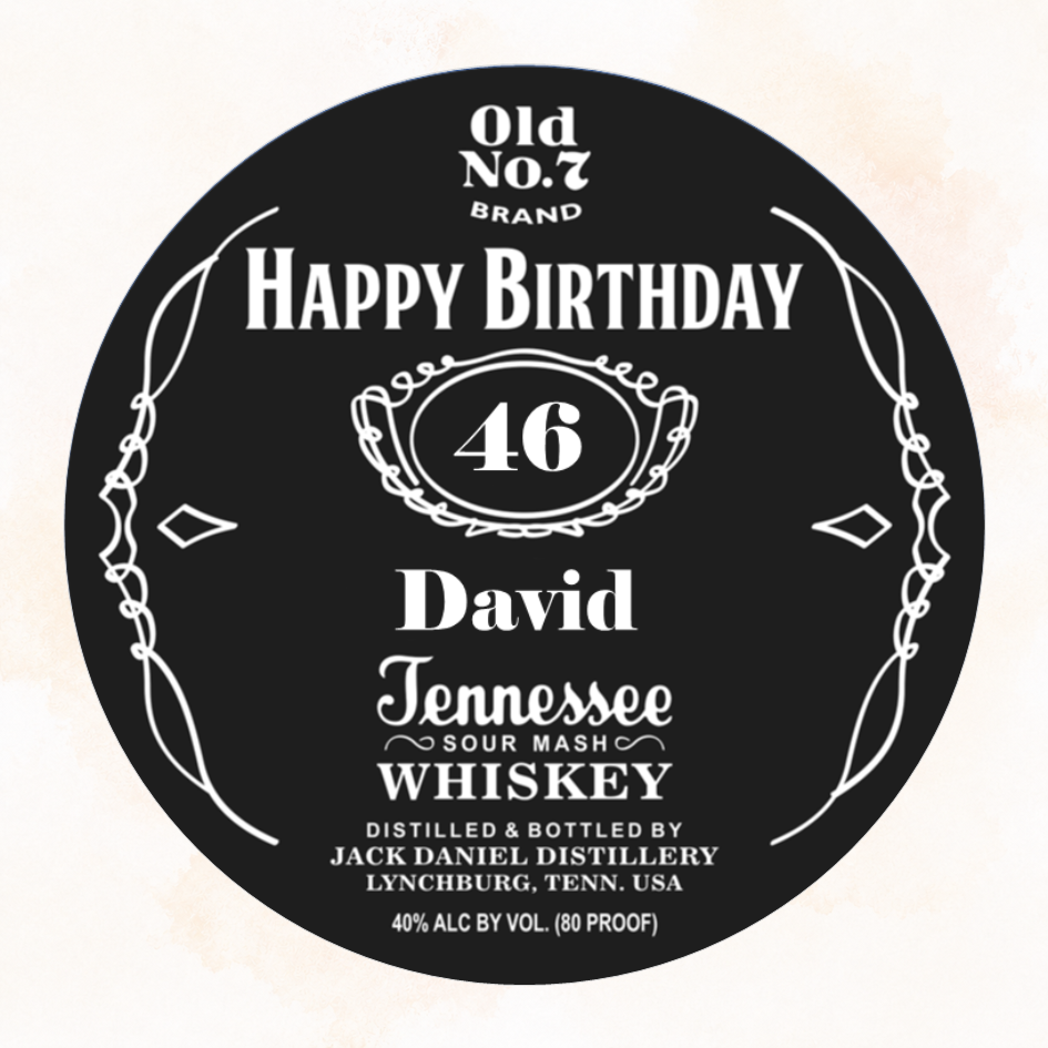 Whiskey Label Edible Cake Topper – Personalised Birthday Design