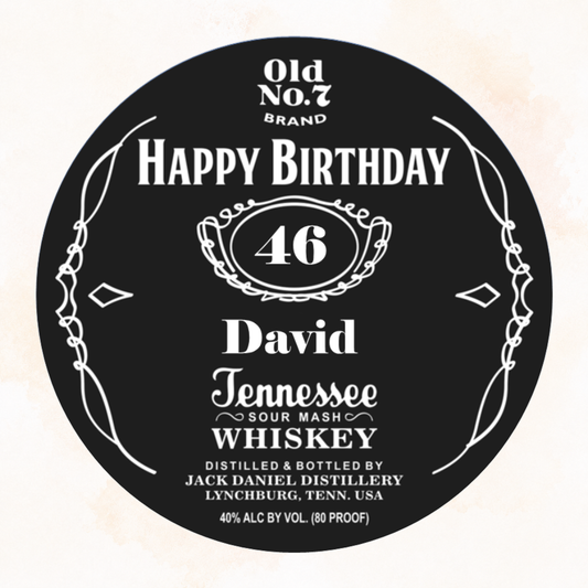 Whiskey Label Edible Cake Topper – Personalised Birthday Design