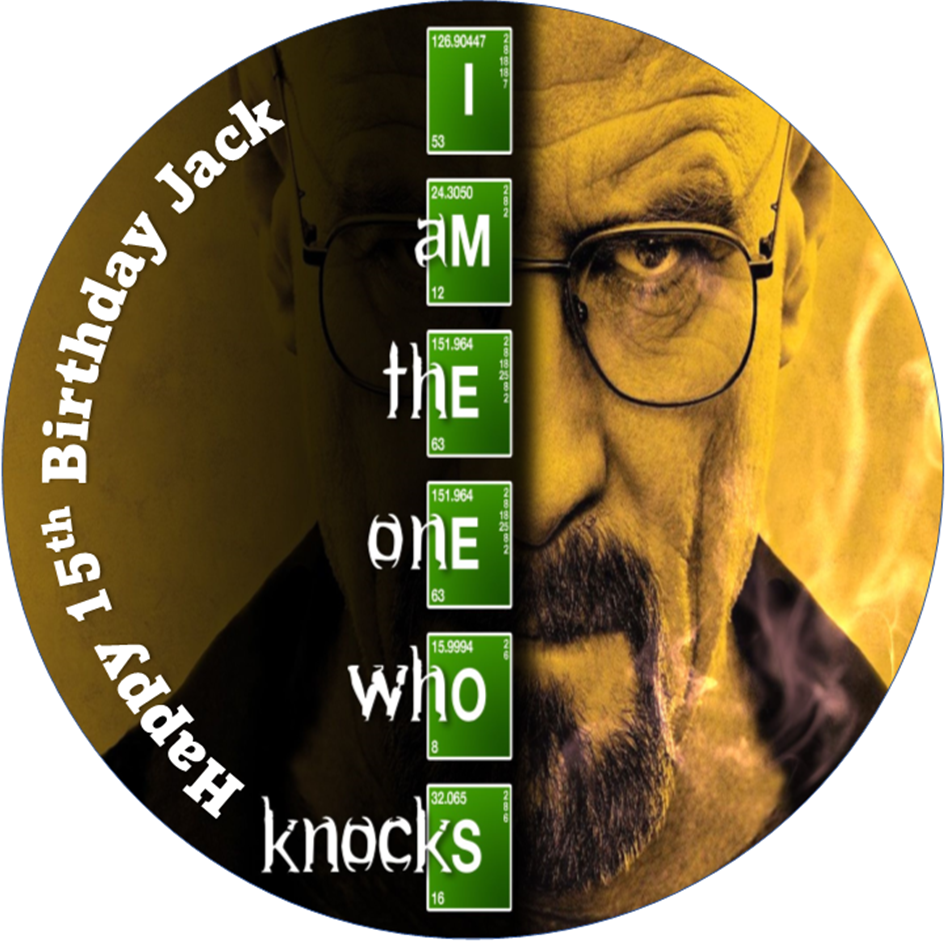 Breaking Bad Personalised Round Edible Cake Topper – Icing Sheet or Wafer Card