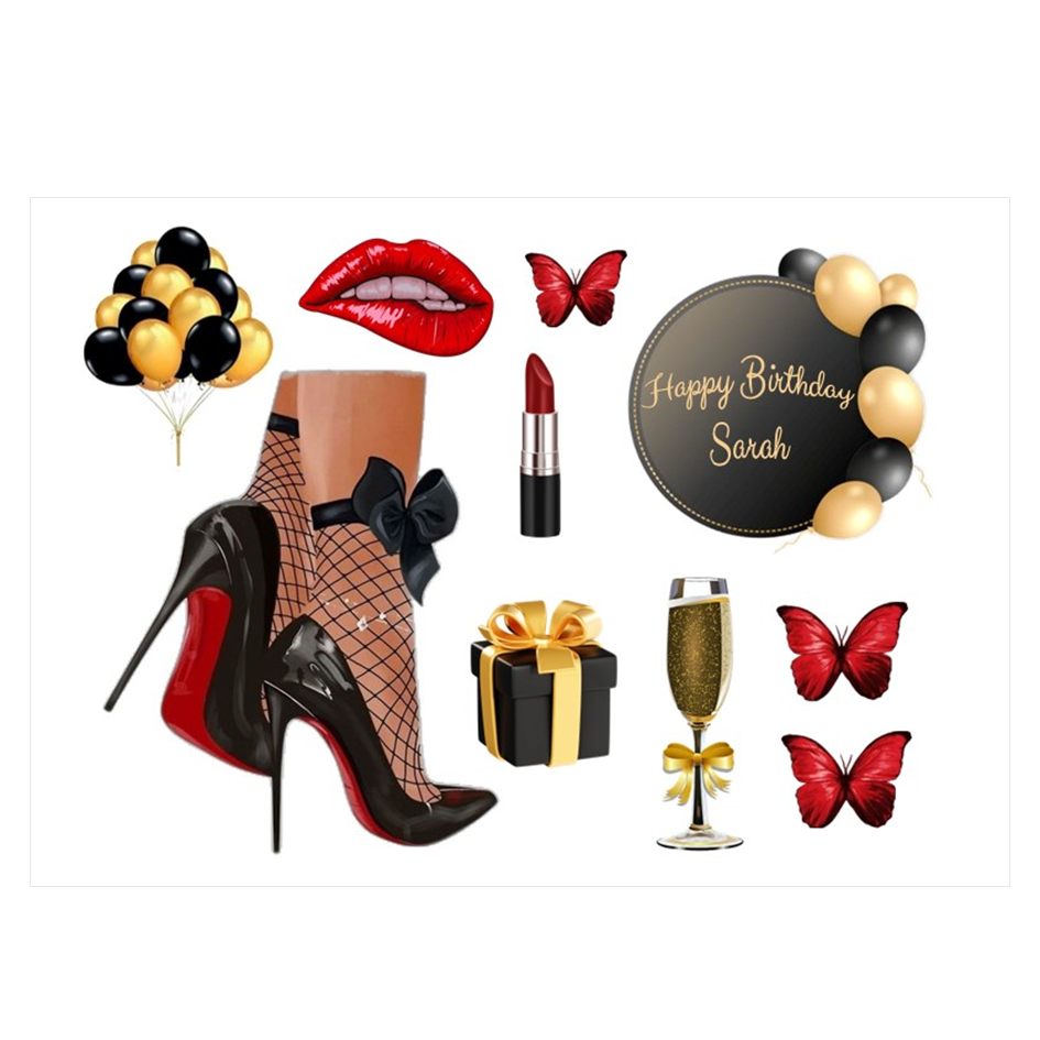 Luxury Black & Gold Edible Topper Set – For Stylish Women