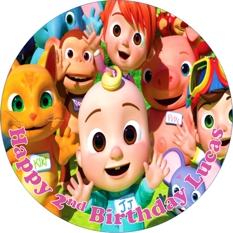 Cocomelon Personalised Round Edible Cake Topper – Icing Sheet or Wafer Card